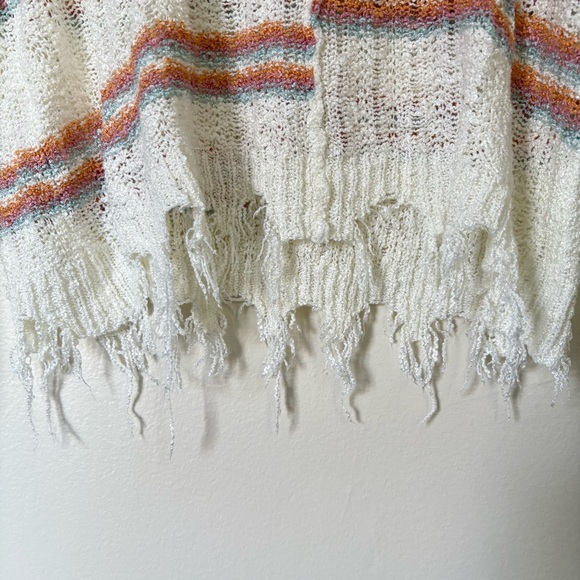 Daytrip | White Striped Multicolor Fringe Sweater | Size Small - Picture 11 of 15